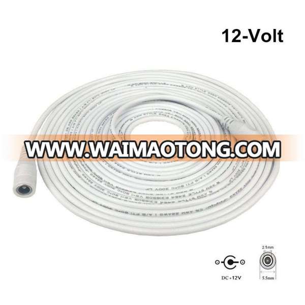 10' ft DC extension 2.1mm X 5.5mm power cord/cable CCTV extender Male to Female White Support Custom Order