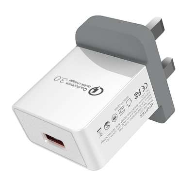 Quick Charge 3.0 18W USB Wall Charger US UK EU plug Compatible Samsung Galaxy Note8 LG G6 / V30 and More Qualcomm Certified