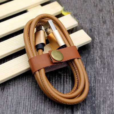 3.3ft/1m USB to Micro USB Leather with metal plugs fast charger data cable for Android phone